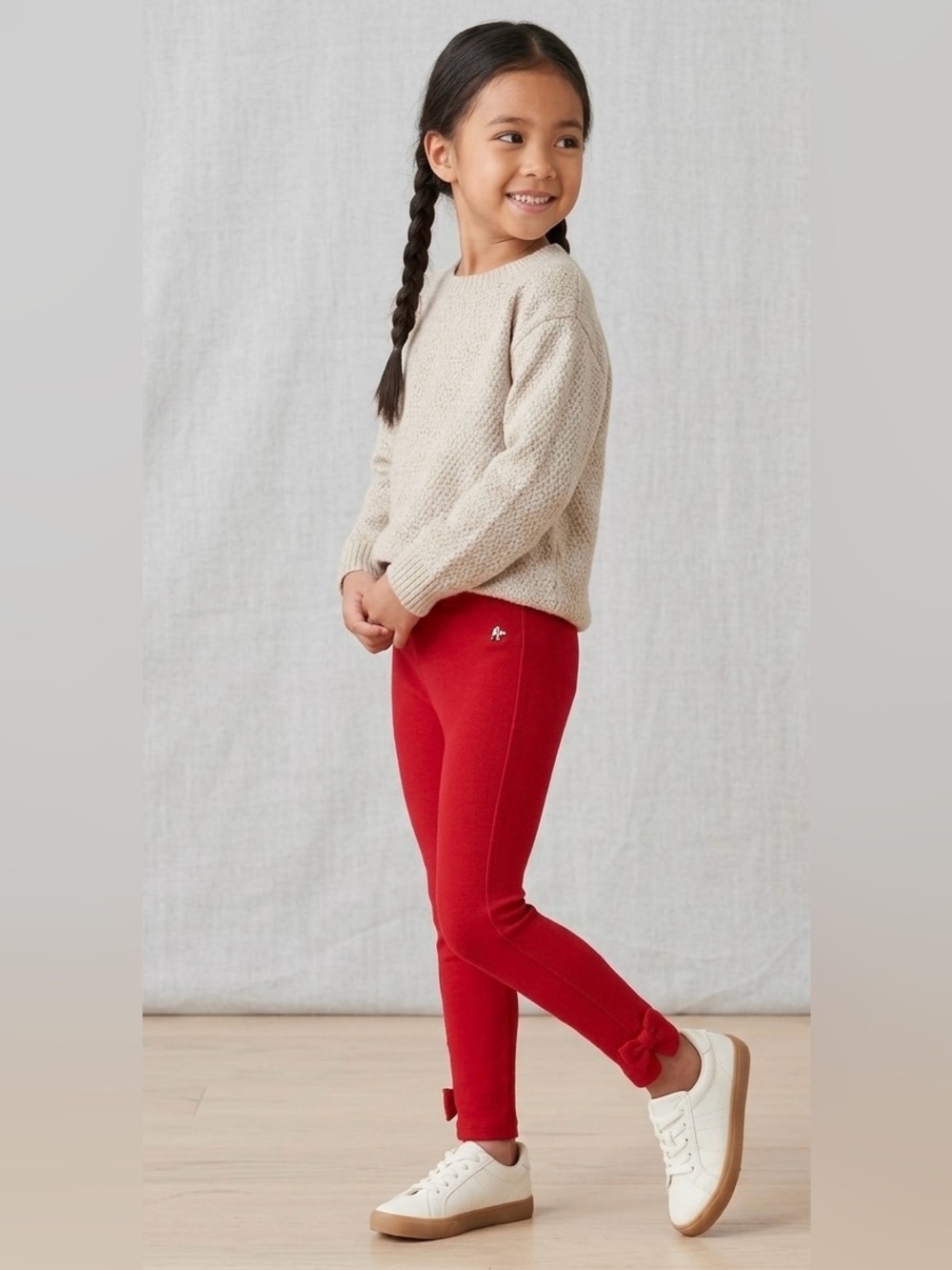 kate spade Bright Red Girls' Leggings - bow detail - holiday red - size large